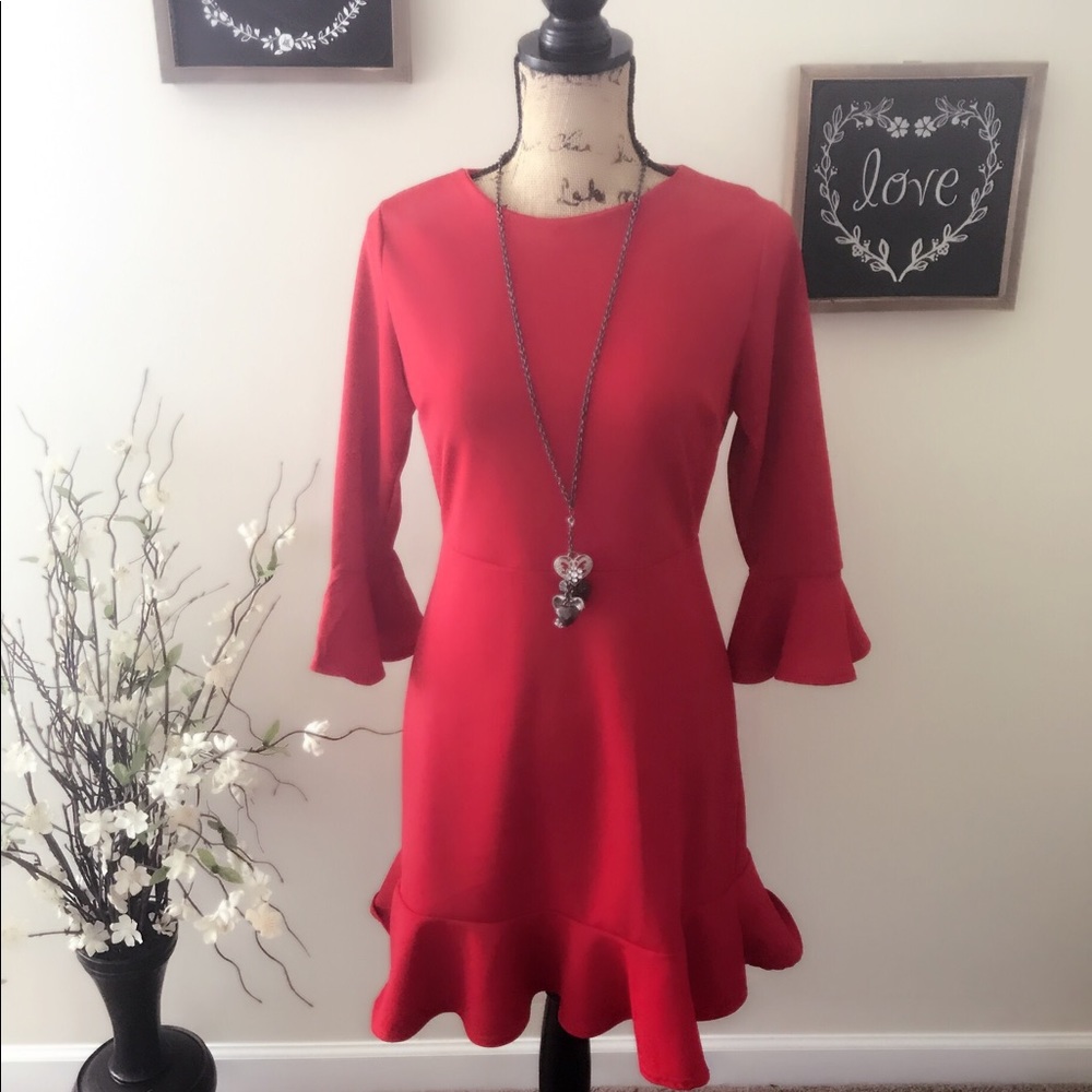 Two Hearts Red-Bell Shift Dress Women’s